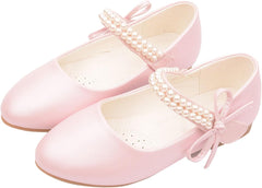 Girls Dress Shoes Toddler Flower Girl Dress Shoes Little Girl Ballet Flats Pearl Strap for Wedding Party
