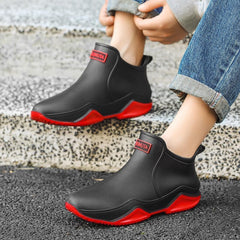 Men's and women's outdoor waterproof and anti slip rain boots, fashionable short rain boots, garden shoes, ankle deck boots