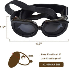 Enjoying Dog Goggles Doggy UV Sunglasses Bundle with Motorcycle Pet Helmet for Small Breed Dogs, Cats, Black