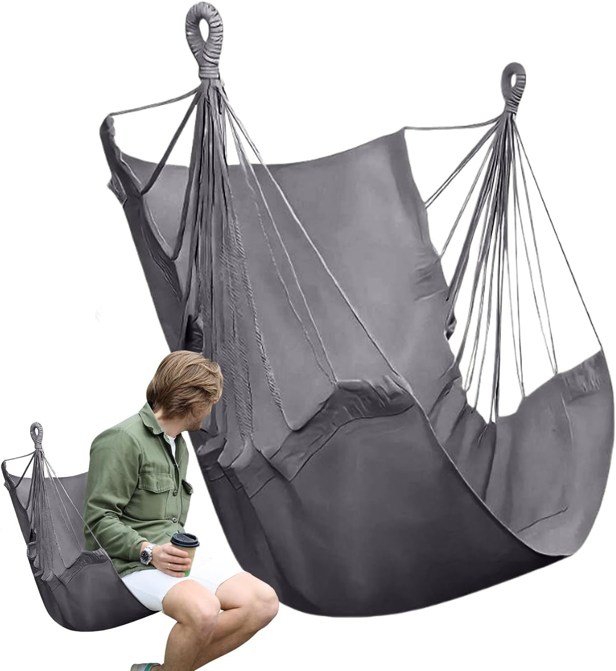 Hammock Chair | Patio Swing Hammocks for Outside | Max 150kg Weight Capacity Patio Furniture Seat for Indoor Outside Porch Bedroom Dormitory Balcony Backyard Yard Camping