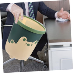Ciieeo 1pc Lovely Bear Pattern Waste Storage Bin Plastic Trash Can for Office Home Hotel Convenient Open Design for Easy Disposal Versatile Use Living Room Kitchen Bathroom