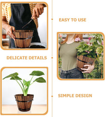 1piece Planter Pot for Garden Small Rustic Flower Pot for Vegetables and More Carbonized for Patio and Balcony Decor Random Style