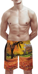 Men's Swim Trunks Beautiful Colorful Autumn Park Beach Shorts Quick Dry Summer Bathing Suit Swimwear