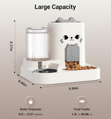 2-in-1 Gravity Pet Feeder and Water Dispenser, Small Dog Cat Food Water Dispenser, Small Pet Food and Water Dispenser, Pet Feeder Water Bowl, Easy to Clean (Pink)