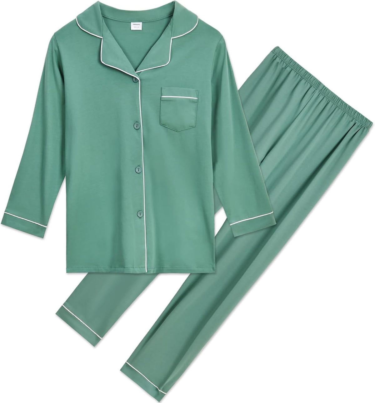 Aablexema Unisex Kids Pajamas Set Button-Down Long Sleeve Cotton Sleepwear Lounge Set for 5-13 Years