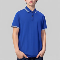 Boys Girls Lapel Short Sleeved Tops Spring Summer Autumn Casual Fashion Pure Cotton Lapel Shirt for School Outdoor