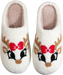 Christmas Slippers Reindeer for Womens Mens Soft Plush Comfy Warm Fuzzy Slippers Red Moose Santa Claus Indoor Outdoor Slip On House Slippers Christmas Gifts
