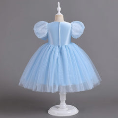 Children Fall Winter Outfits Toddler Kids Girl Dress Summer Short Sleeve Flower Dress Catwalk Performance Dress