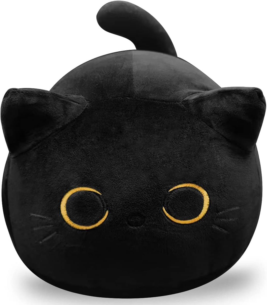 Soft Black Cat Plush Toy Pillow - Stuffed Animal for Kids, Boys & Girls Gifts