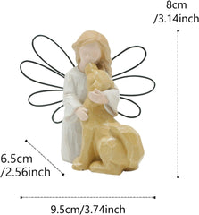 Angel Kissing Dog Statue, Eternal Love Pet Memorial Friendship Gifts, Comforting Loss of Dog Sympathy Gift