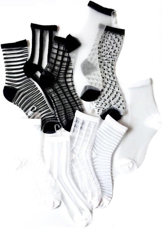 Women 2019 Transparent Mesh Black White Ankle High Socks Short Stocking