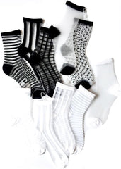 Women 2019 Transparent Mesh Black White Ankle High Socks Short Stocking