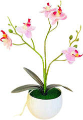 1 Set Artificial Potted Plant Anti-deform Anti Fade Faux Silk Flower Realistic Eye-catching Butterfly Orchid Flower Bonsai for Party - Pink