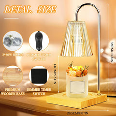 Candle Warmer Lamp with Timer, Fit for All Jar Candles, Electric Dimmable Candle Lamp Warmer Flameless Wax Melting Lamp with 2 Bulbs, Home Decor Gifts (Champagne)