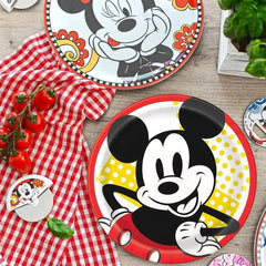 Unique Multicolor Disney Mickey Mouse Round Dinner Plates (9") 8 Count - Bright and Fun Design, Perfect for Disney Themed Parties