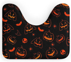 Halloween Skull Toilet Rug Mat U Shaped 20"x 16" Non-Slip Toilet Bath Mat Absorbent Bathroom Rugs Mats Quick Dry Contour Mat for Bathroom Floor
