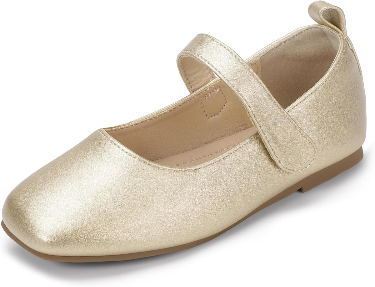 Hehainom Girls Dress Shoes Flower Girl Toddler Little Big Kids Square Toe Flats Mary Jane Wedding School Shoes
