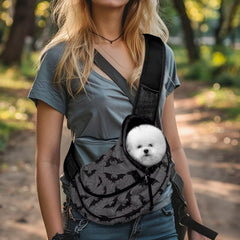 Black Cat Halloween Dog Backpack Carrier for Small Dogs Breathable with Mesh Windows Pet Sling Carrier for Small Dogs Cute Easy-Clean