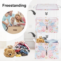 3D Pastel Butterfly Baby Laundry Hamper Collapsible Clothes Kids Storage Basket Large Girls Gift Toy Box Bin for Bedroom, Colorful, 36L