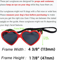 G012 Dog Pet Heart Shape Costume Prop Sunglasses Medium Breeds 20lb-40lbs (Pink-Pink Mirror)