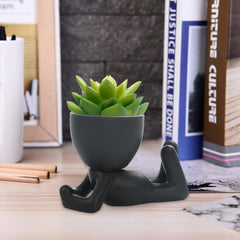 Face Flower Pot Head Planter - Mini Indoor Ceramic Pots with Holes | Lovely Human Shape Modern Decorative Planter Pot for Indoor Flower, Plant, Cactus Bonsai