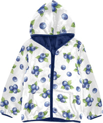 Blueberries White Toddler Boy Winter Jacket Thick Snow Jacket for Boys 3T