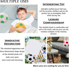 zhidiloveyou 9" Plush Soccer Ball Stuffed Toy, Plush Football Pillow Soccer Gift for Kids, Yellow-Green