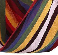 Colorful Stripe Hammock Chair Hanging Swing, Sturdy Cotton Hammock Swing, Side Pocket Tassel Chair for Yard, Bedroom, Patio, Porch