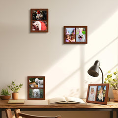 Golden State Art, 4x6 Double Picture Frame, Display Two 4x6 Photos - Solid Wood - Real Glass For Tabletop Or Wall Mounting (Black, 1 Pack)