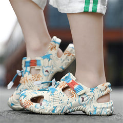 Children Slippers Cartoon Dinosaur Flat Bottom Home Breathable Beach Slippers Faux Sandals