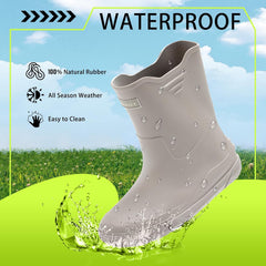 Hsttgsr Rain Boots for Men Waterproof Fashionable Rubber Boots Non-slip Outdoor Garden Boots Mid Calf Muck Work Shoes Comfort Lightweight Rainboots for Fishing Climbing