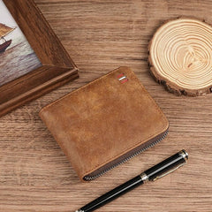 Zipper Bifold Wallet for Men or Women,Organized Storage & Secure Design,Short Style,Black