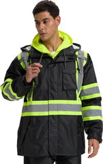 SRsafety High Visibility Rain Gear, Class 3 High Visibility Work Rain Gear for Men, Construction Rain Suits