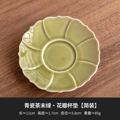 70Ml/2.5oz Yaozhou Kiln Hexagonal Master Cup, Chinese-style relief tea tasting cup - cup and saucer