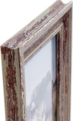 Weathered Picture Frame, Distressed Wooden Look for Wall or Tabletop Display, Lightweight Photo Frame with Glass Cover, 8" x 10", Gray