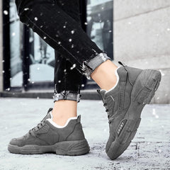 Men Slip on Walking Shoes Comfortable Winter Warm Faux Furry Lined Hiking Shoes Memory Foam Breathable Lightweight Fashion Sneakers Non Slip Travel Jogging Training Gym Shoes Wide Width