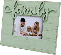 CVHOMEDECO. 6x4 Picture Frame Made of Solid Wood High Definition Glass Family Designs Photo Frame for Tabletop Display and Wall Mounting (Distress Teal)