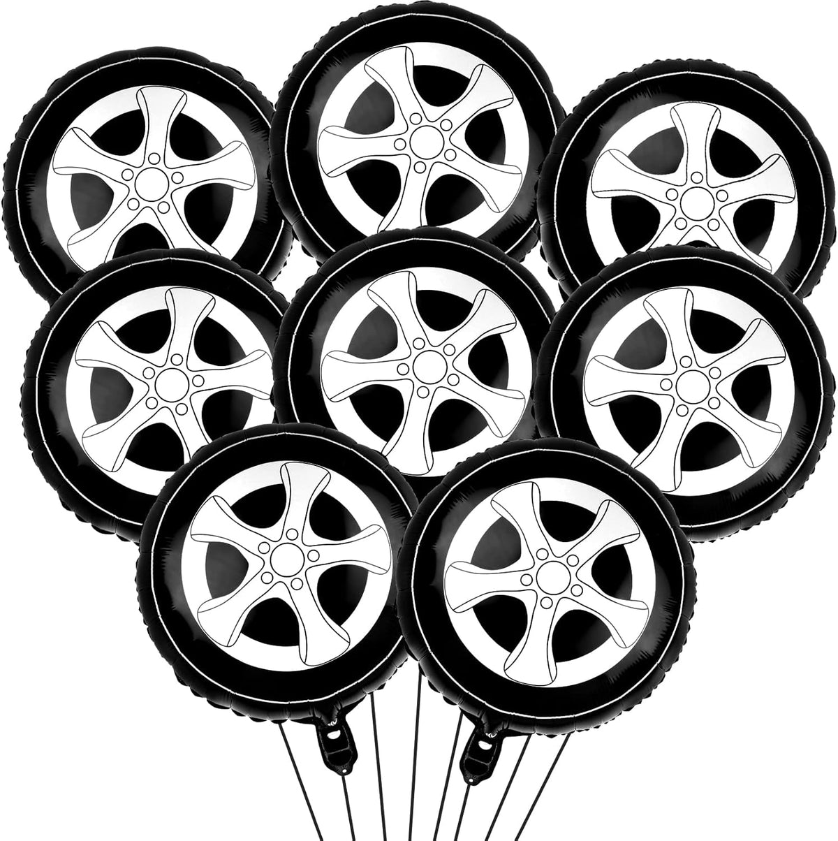 8 Pcs Wheel Tire Balloons 18 Inch Racing Wheels Foil Balloons for Boys Kids Birthday Party Decorations Race Car Themed Party Supplies