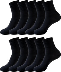 10-Pair Pack Athletic Crew Socks for Men, Soft and Breathable Mid-calf Socks Men (Black 9000)