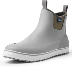 Riverruns Men's Deck Boots 6-Inch Rain Boots Anti-Slip Waterproof Rubber Fishing Garden Ankle Work Booties Shoes