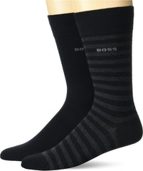 BOSS Men's 2-Pack Bold Logo Stripe Cotton Socks