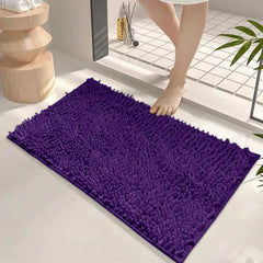 Bathroom Rug, 32" X 20" Washable Soft Shaggy Chenille Absorbent Non-Slip Bath Mats,Plush Rubber Backing Thick Quick Dry Black Bathroom Carpet for Tub,Floor,Shower,Home Decor Accessories