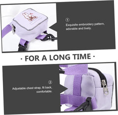 Pet Backpack Puppy Dog Saddle Bags Backpacks for Travel Dog Hiking Harness Rabbit Puppy Backpack Harness Cat Back Bag Cartoon Backpack Hiking Clothes Polyester Purple Outdoor Leash