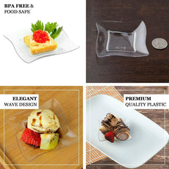 Efavormart 24 Pack - 3" Clear Mini Plastic Appetizer Plates, Wavy Rim Square Disposable Dessert Plates for Weddings, Birthdays, Parties, Gathering, Graduation Ceremonies, Special Events