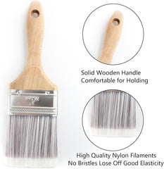 3 inch Wide Soft Bristle Paint Brush, Flat Stain Brush, Wooden Handle Deck Brush, Masonry Brush, Wood Stain Brush