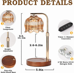 Christmas Birthday Gifts for Women, Candle Warmer Lamp with Timer & Height Adjustable, House Warming Gift for New Home Enssentials, Gift for Mom Grandma, Flower Candle Warming Lamp