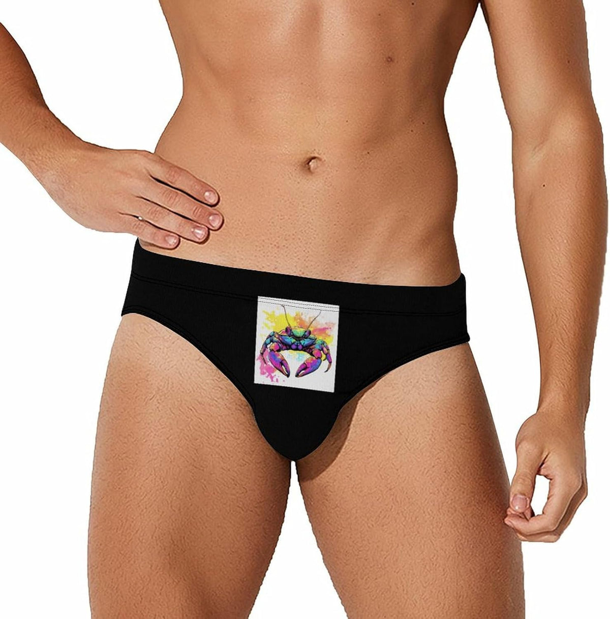 Crab Tie Dye Men's Swimsuit Brief Beach Shorts Bikini Swimwear Sexy Swimming Trunks