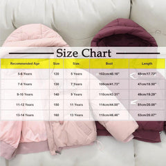 Cotton Coat for Boys Girls Adjustable Hem Hooded Quilted Jacket Casual Soft Comfortable Cute Outerwear with Pockets