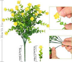 10 Bundles Fake Outdoor Flowers, Plastic UV Resistant Artificial Flowers,Faux Plants Indoor,Faux Flower Arrangements for Wedding Home Porch Window Outside Garden Decor