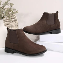 Women's Slip on Ankle Boot Western Almond Pointed Toe Chunky Low Heel Elastic Bootie, Womens Fashion Comfortable Short Boots Walking Shoes Classic Stylish Casual Work Ankle Booties